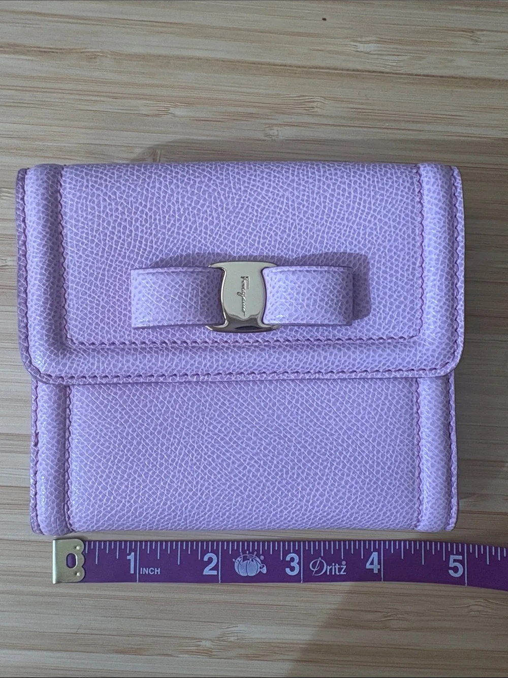 Salvatore Ferragamo Lavender Leather Vara Bow French Wallet